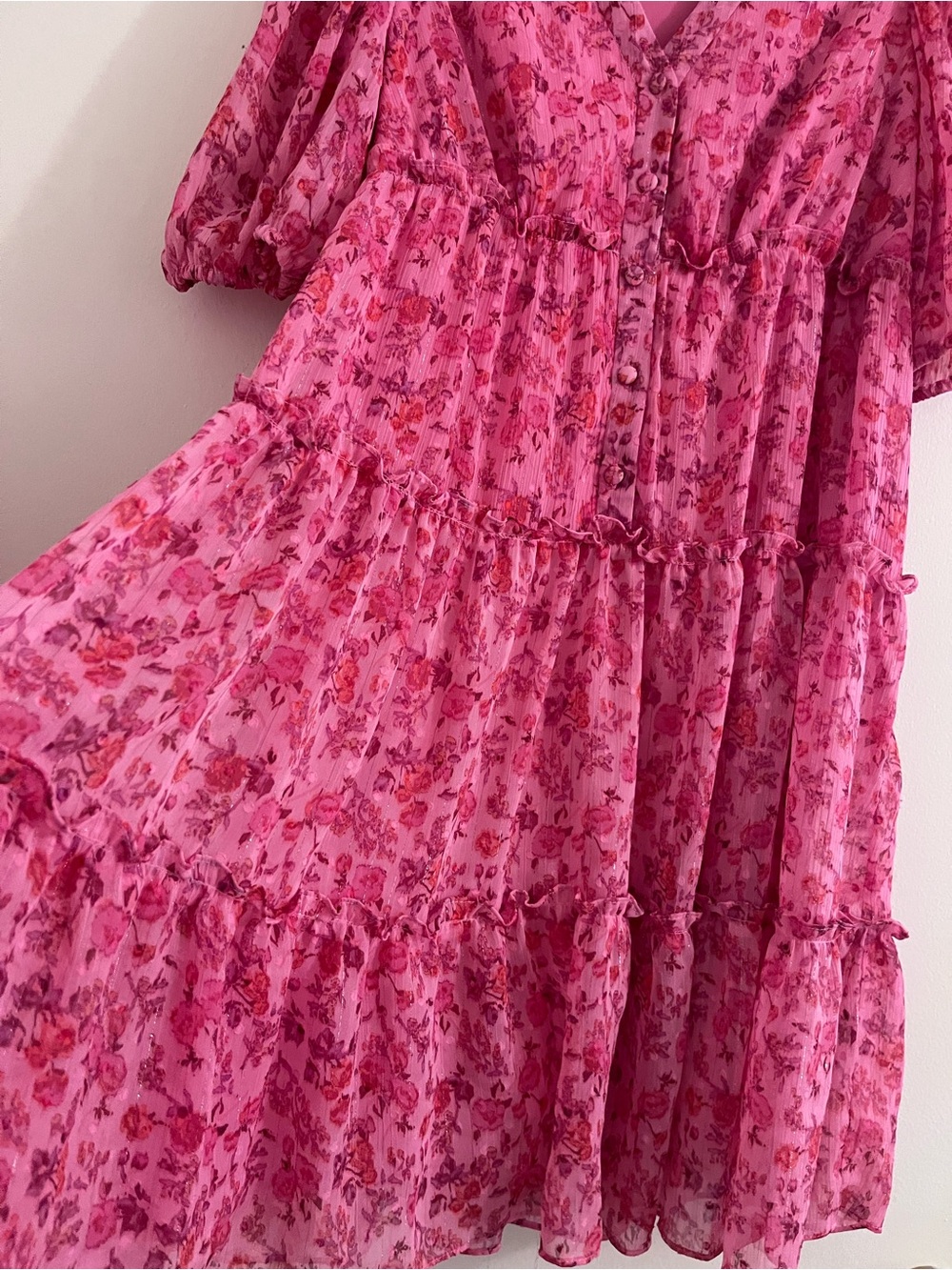 Taylor Pink Floral Ruffle Sundress - Cottagecore Style - Picture 2 of 11